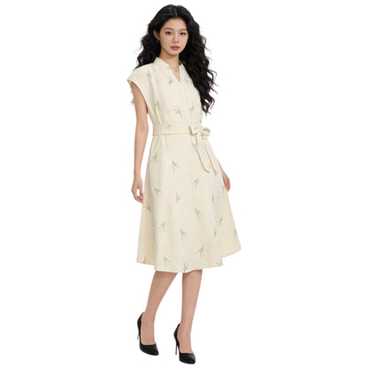 Embroidery Botanical Print Dress