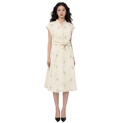 Embroidery Botanical Print Dress