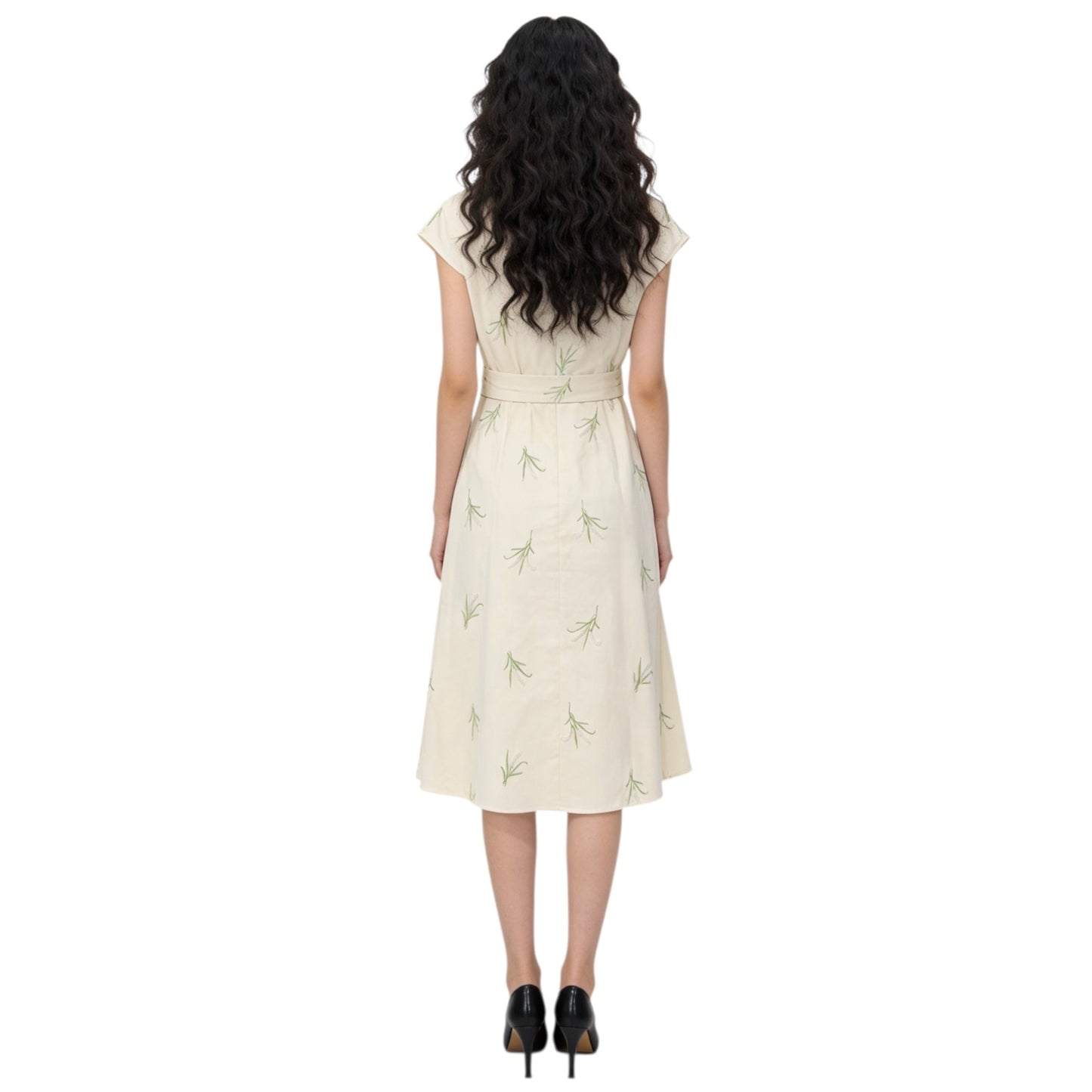 Embroidery Botanical Print Dress