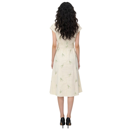 Embroidery Botanical Print Dress