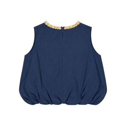Embellished Bubble Hem Sleeveless Top