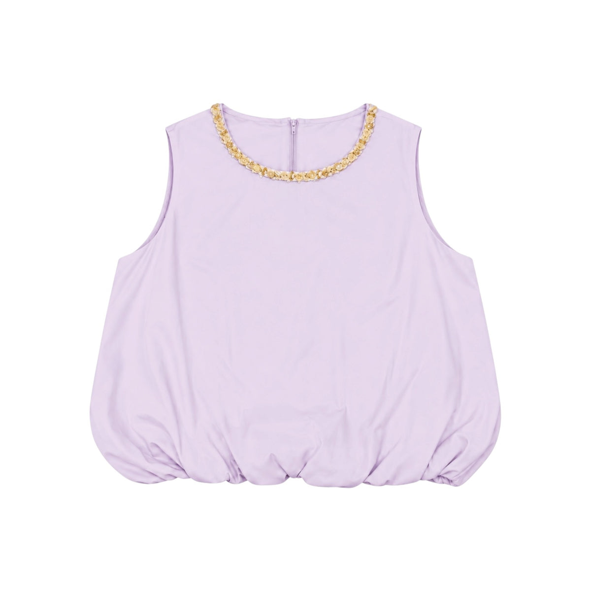 Embellished Bubble Hem Sleeveless Top