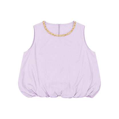 Embellished Bubble Hem Sleeveless Top