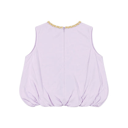 Embellished Bubble Hem Sleeveless Top