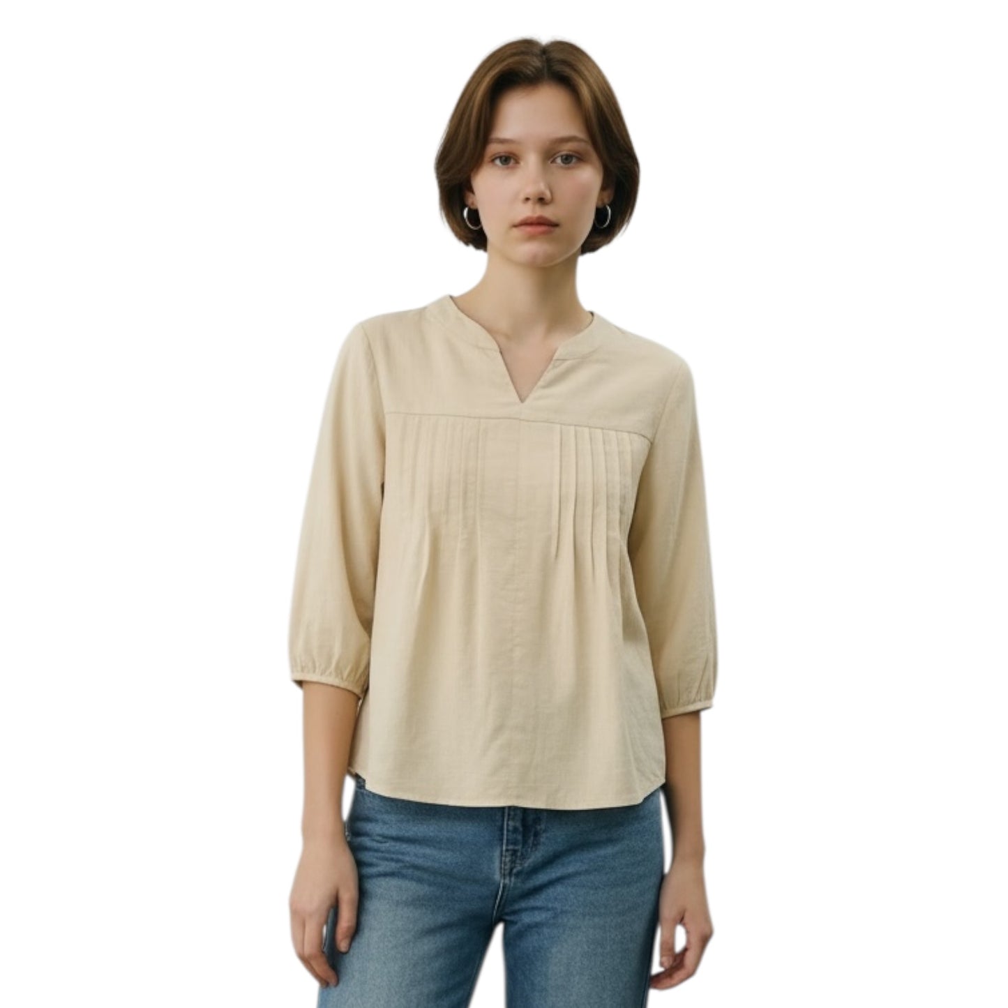 V Neck Linen Casual Top