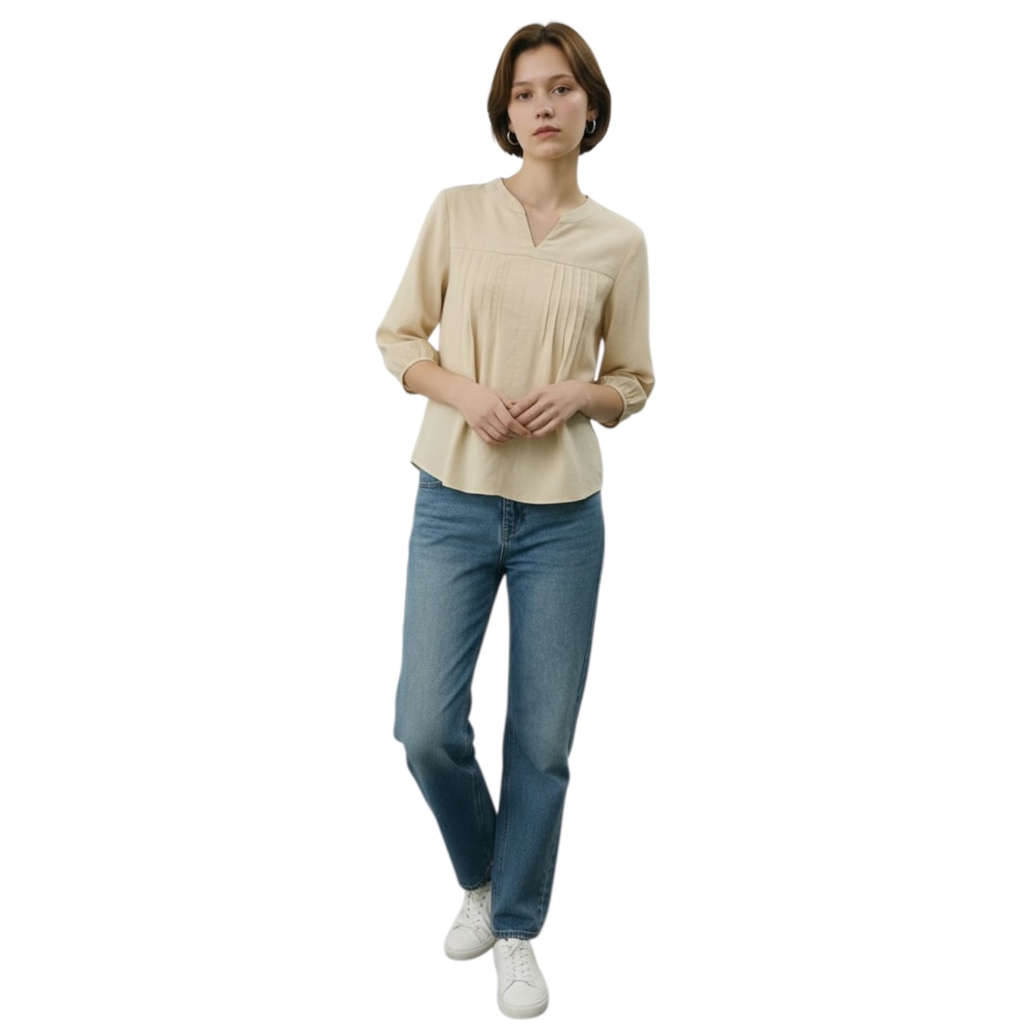 V Neck Linen Casual Top