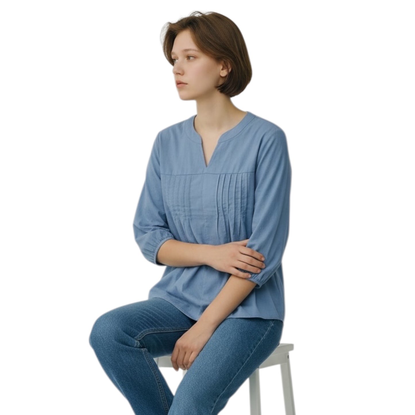 V Neck Linen Casual Top