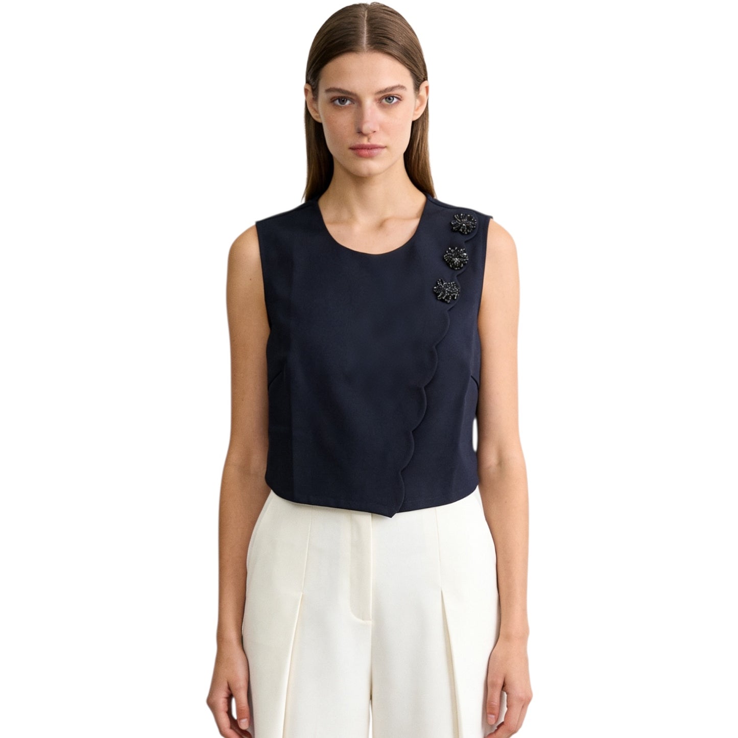 Sleeveless Top With Embellishments