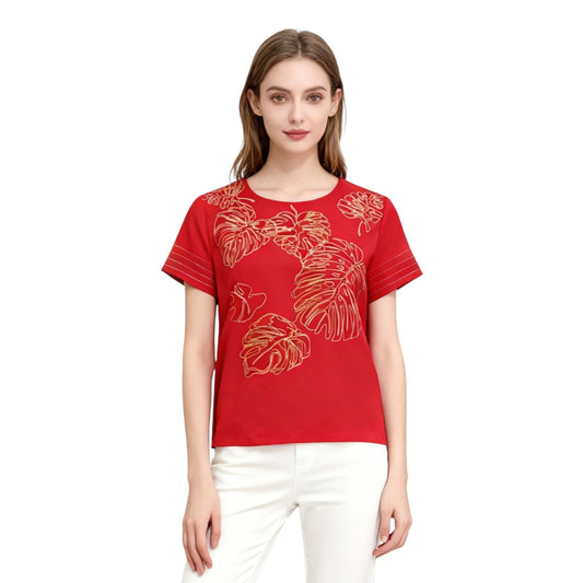 Tropical Leaf Print Top