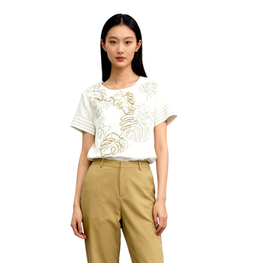 Tropical Leaf Print Top